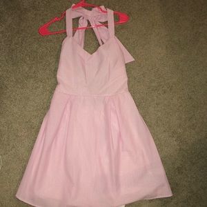 Seersucker light pink dress
